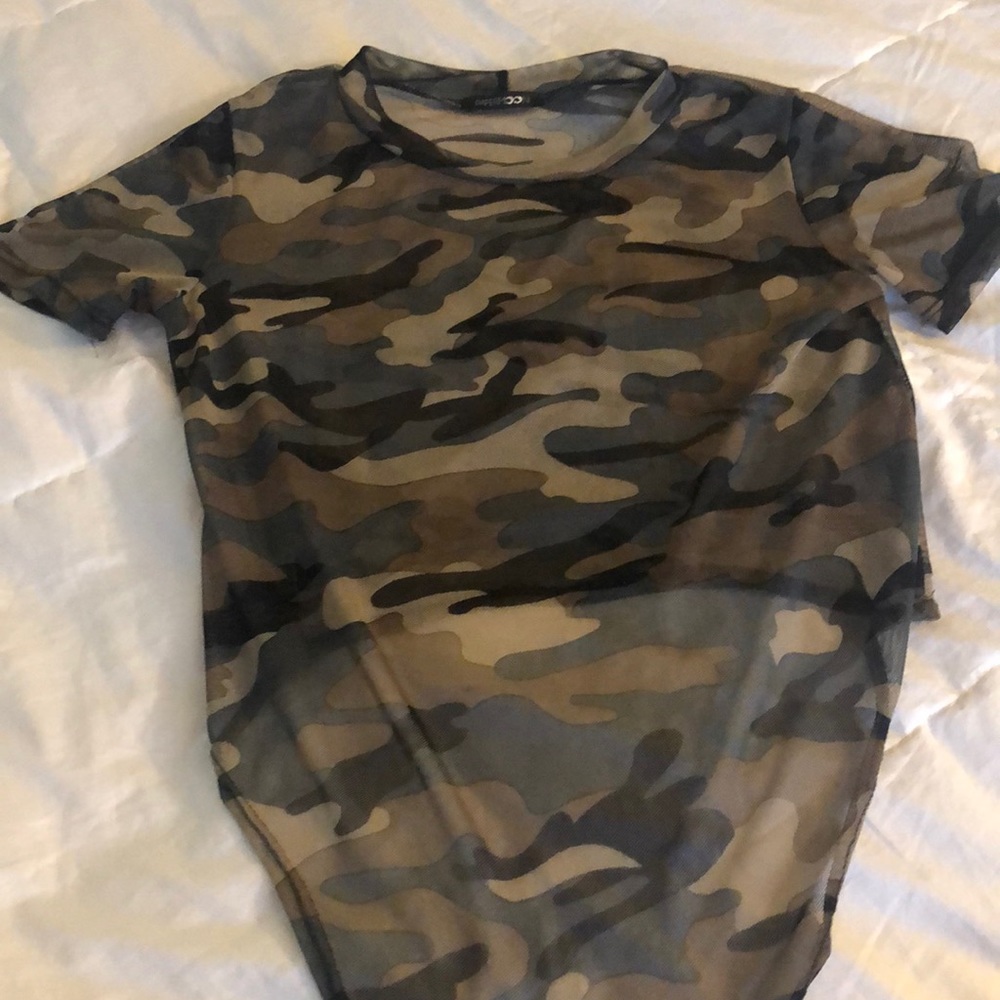 Camo Mesh low/high crop top